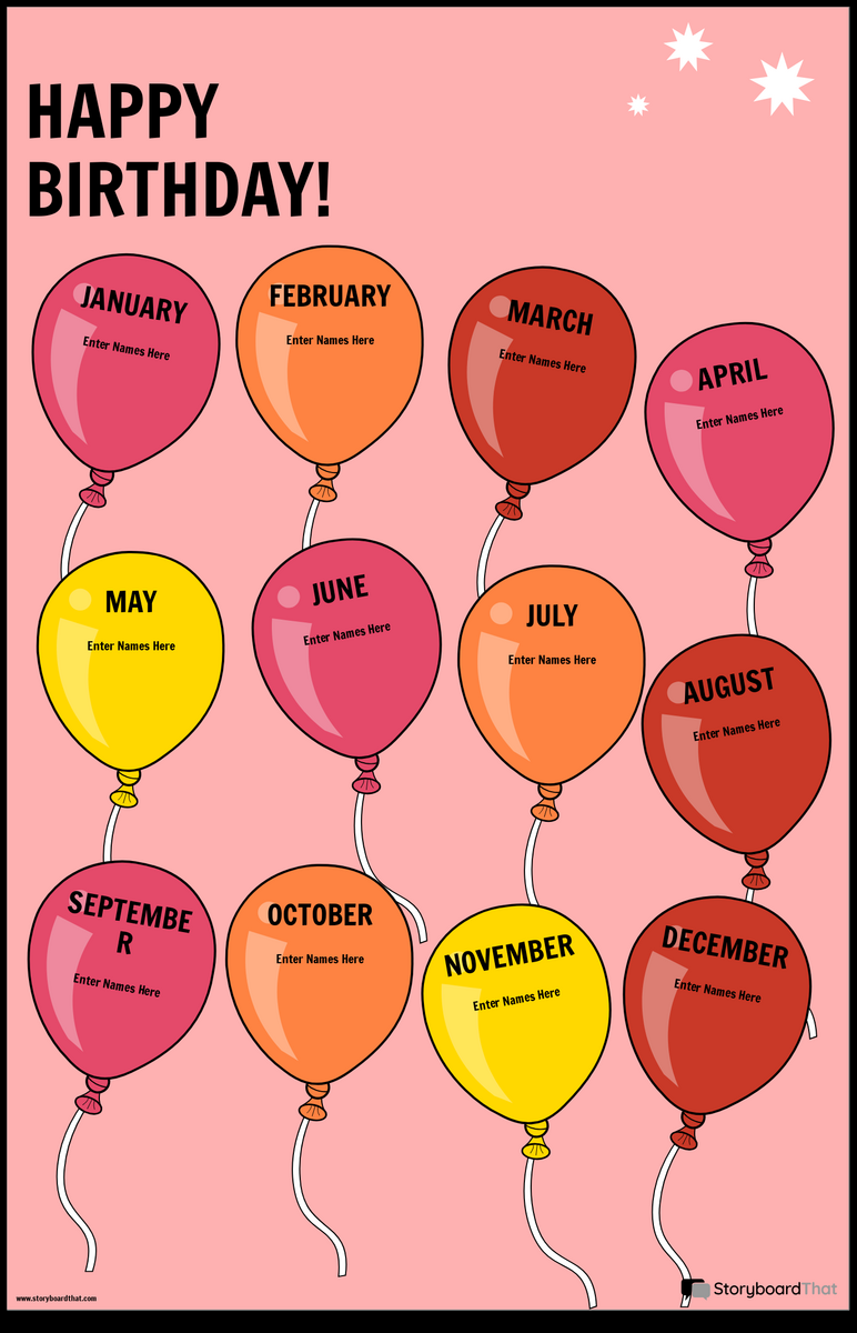 Happy Birthday Classroom Poster With Balloons Happy Birthday Classroom Poster With Balloons