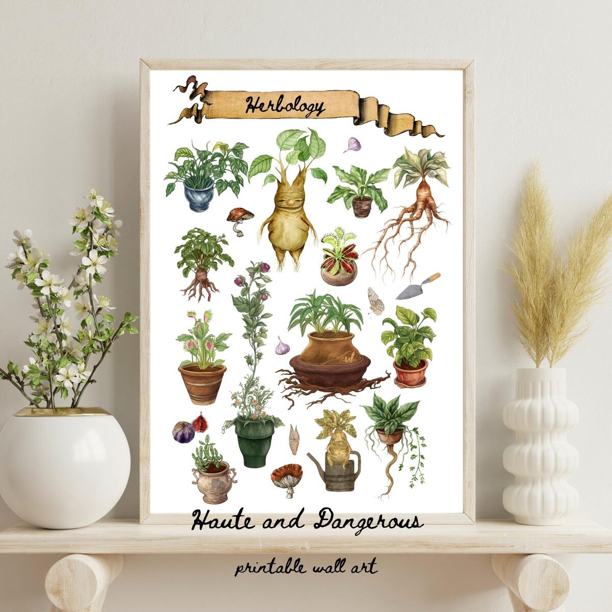 Herbology Chart Print Magic Botanical Watercolor Printable Wall Art Whimsical Wizarding Decor Digital Download Botany Medicinal Etsy Herbology Chart Series 1 Instant Download Printable Etsy