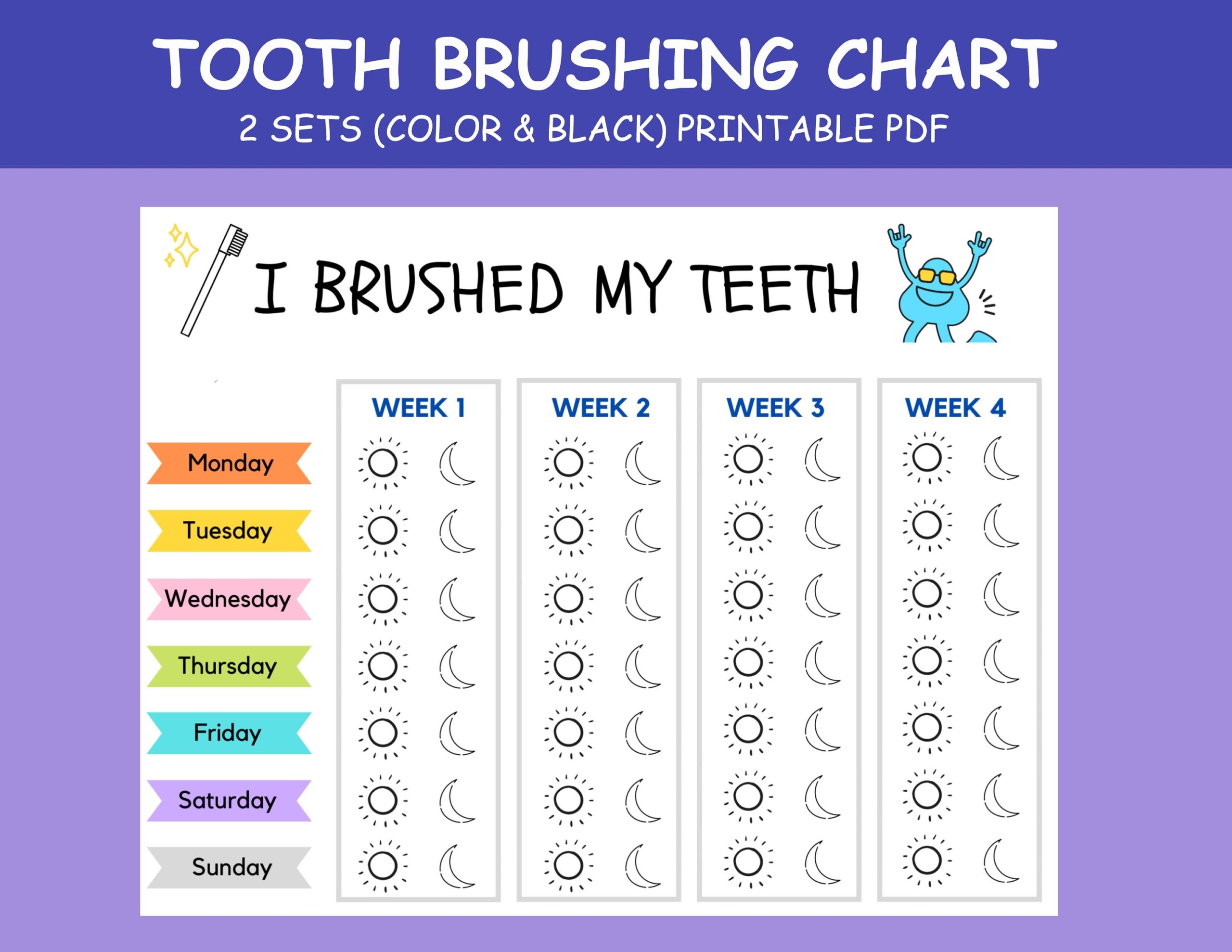 I Brushed My Teeth Chart Tooth Brushing Chart Toddler Reward Chart Routine Chart For Kids Children Teeth Routine Etsy Free Printable Tooth Brushing Chart The Artisan Life