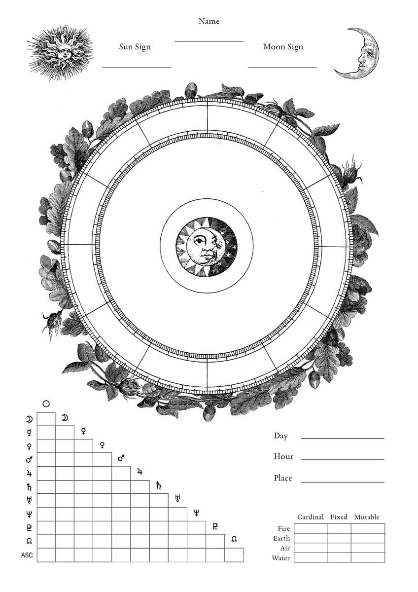I Made My Own Natal Chart Template Feel Free To Use Printable A4 PDF In Comments R astrology