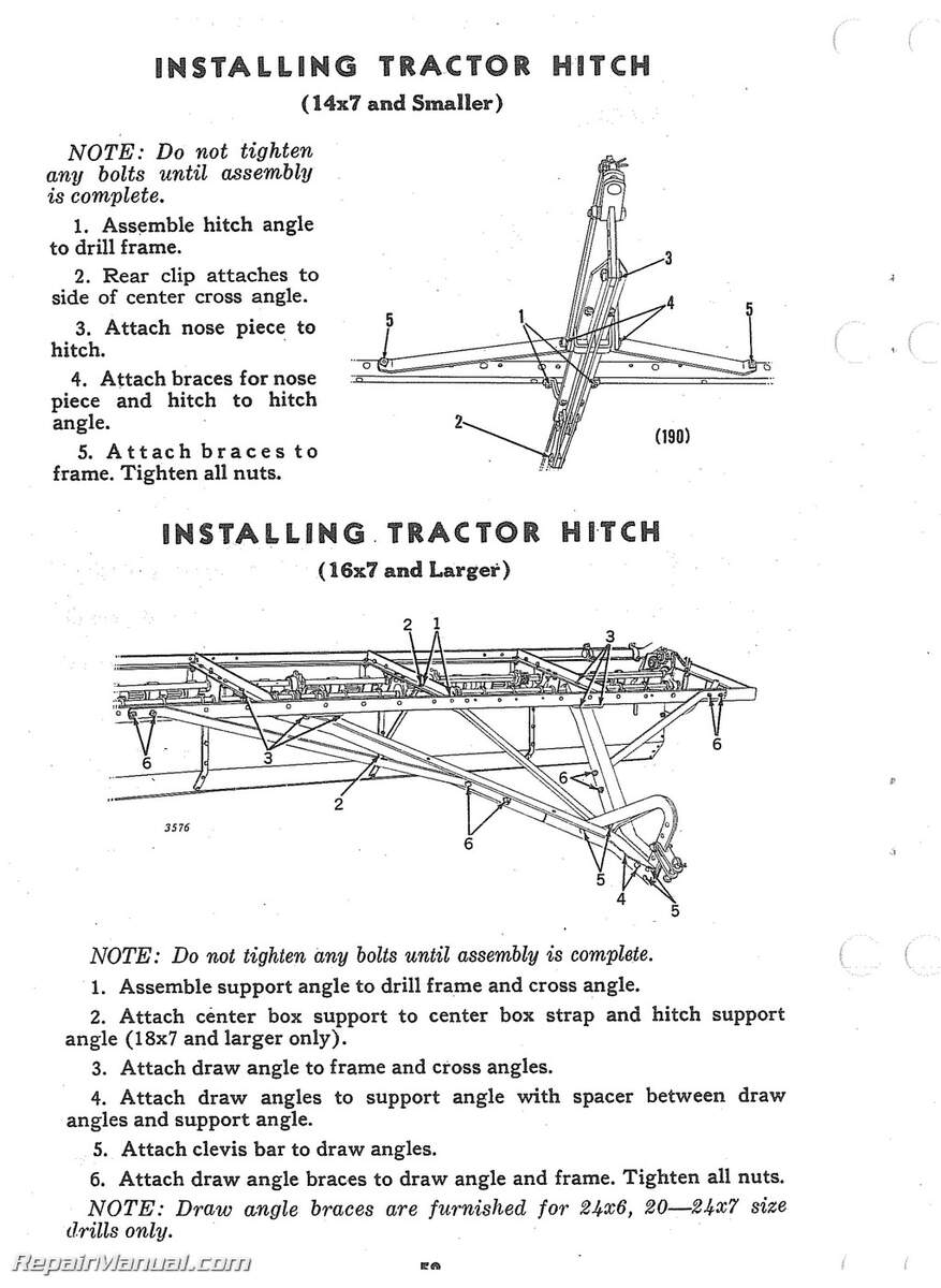 John Deere Van Brunt Model B Grain Drill Operators Manual Parts Manual