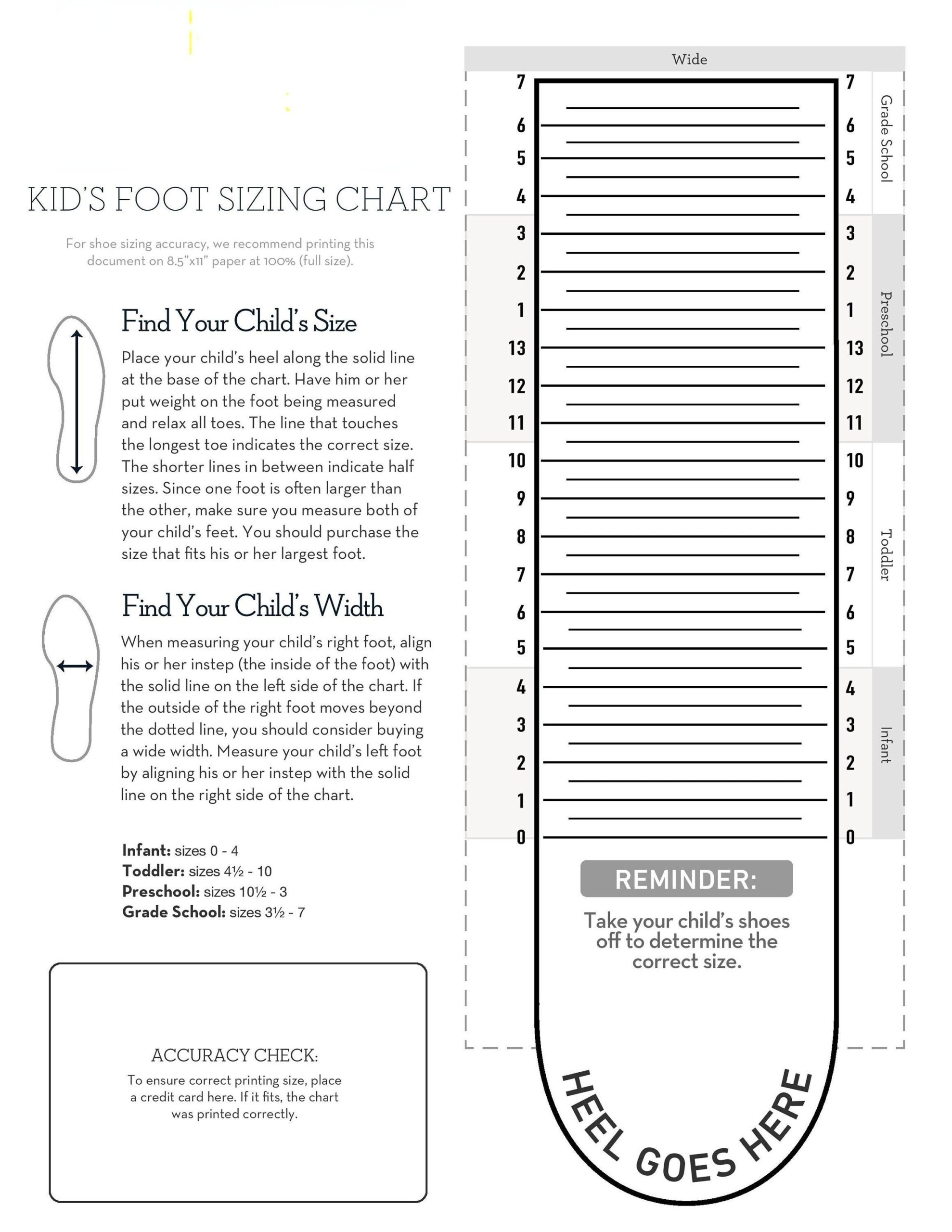 Kids Foot Sizer Chart Toddler Child Shoe Size Determiner instant Download Etsy Finland