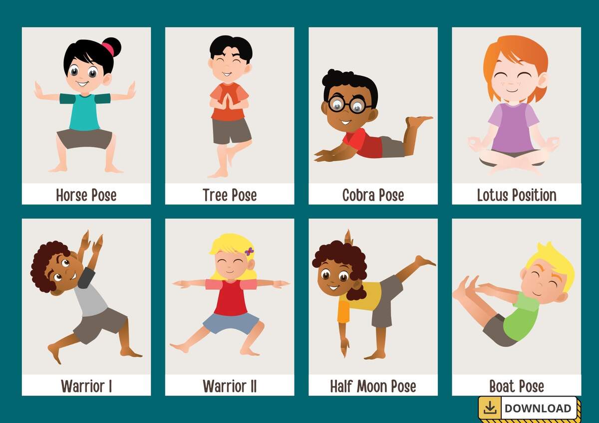 Kids Yoga Poses Yoga Poses Yoga Poses For Beginners Printable Yoga Flash Cards Yoga Poses Cards Yoga Poses Chart Etsy Canada