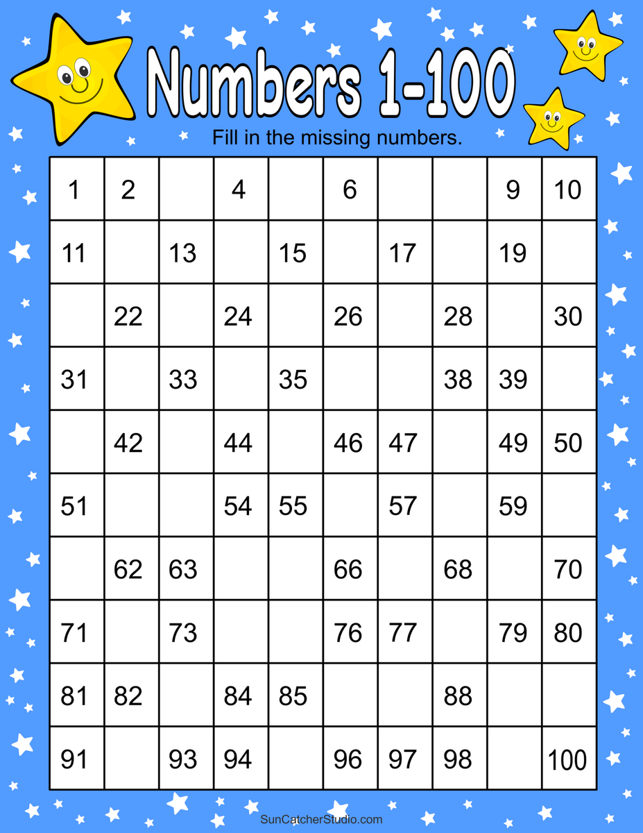 Missing Numbers Worksheets Fill In The Missing Numbers Free Printables Lettering SVG Files Tools Apps Missing Number Chart 1 100
