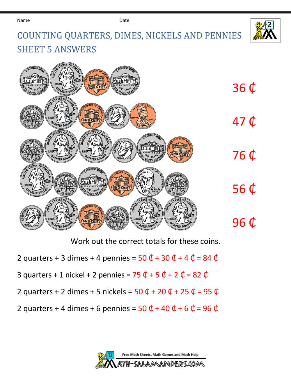 Money Worksheets For 2nd Grade