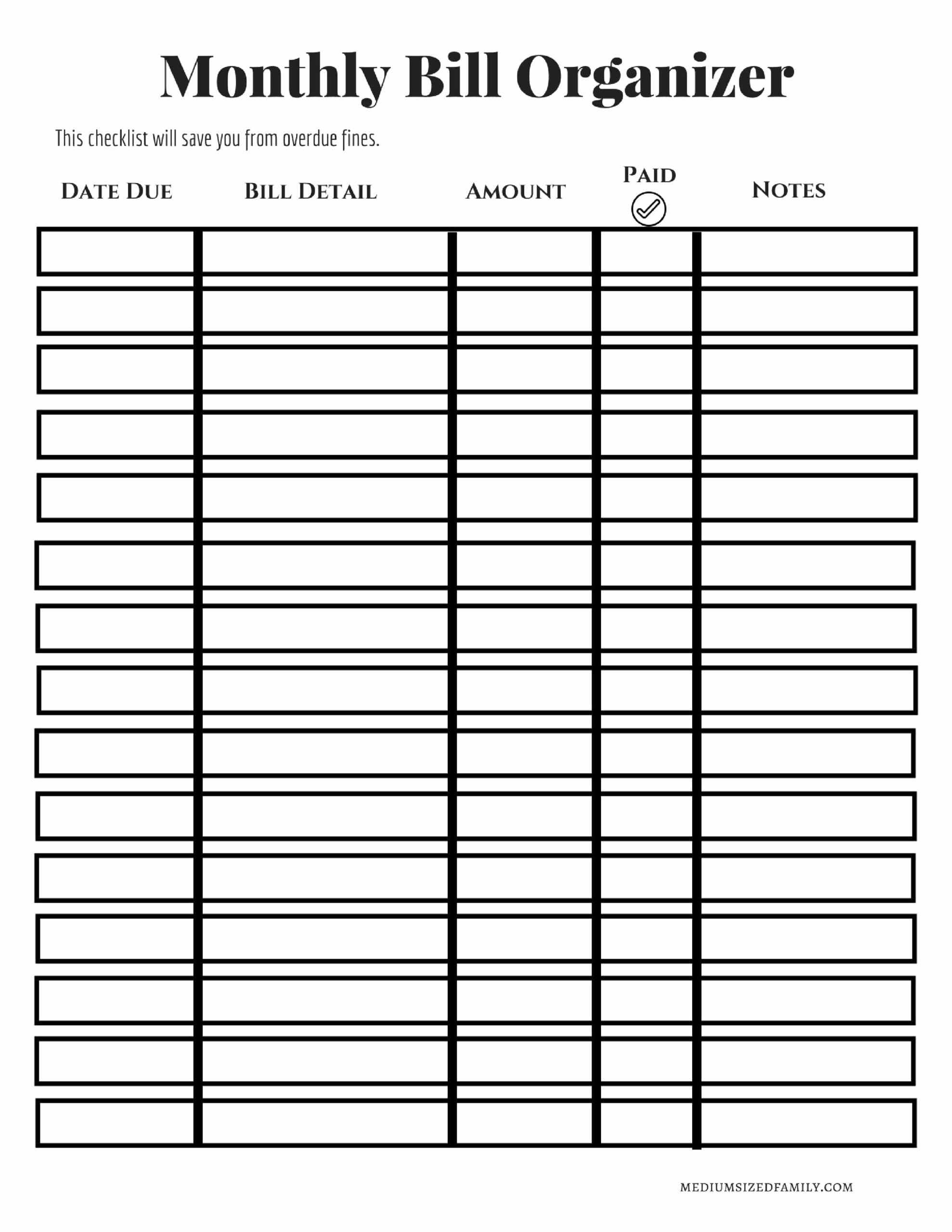 Monthly Bill Payment Tracker Printable Free Printable Monthly Bill Organizers Monthly Bill Payment Checklist