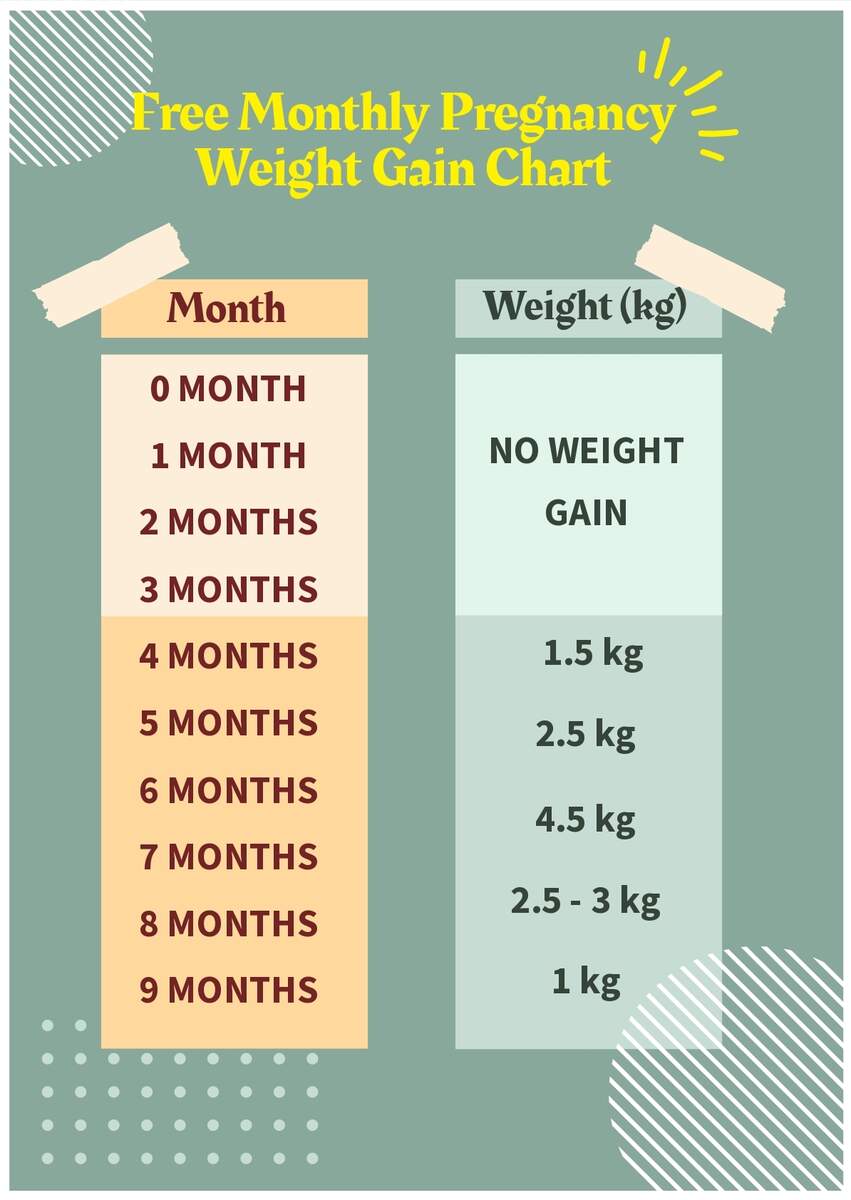 Monthly Pregnancy Weight Gain Chart In PSD Download Template Monthly Pregnancy Weight Gain Chart In PSD Download Template