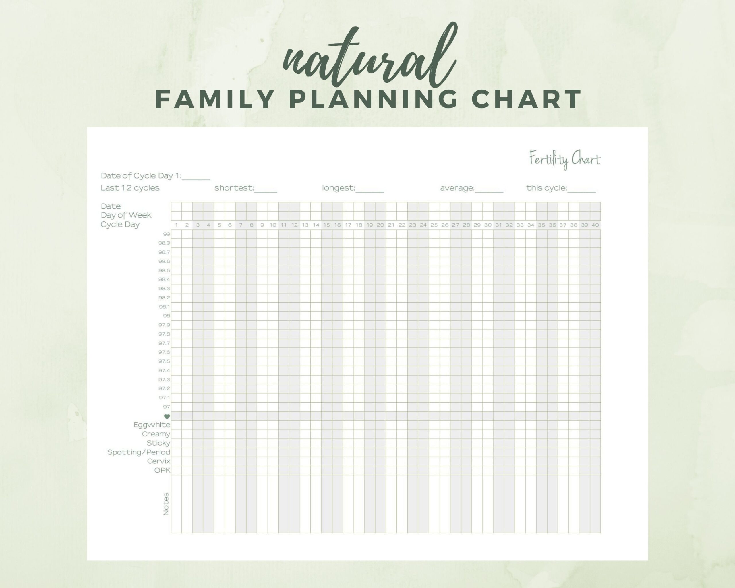 Natural Family Planning Printable Chart Fertility Awareness Method FAM Basal Body Temperature BBT Chart Etsy BIG HUG LITTLE KISS How To Chart Using The Fertility Awareness Method