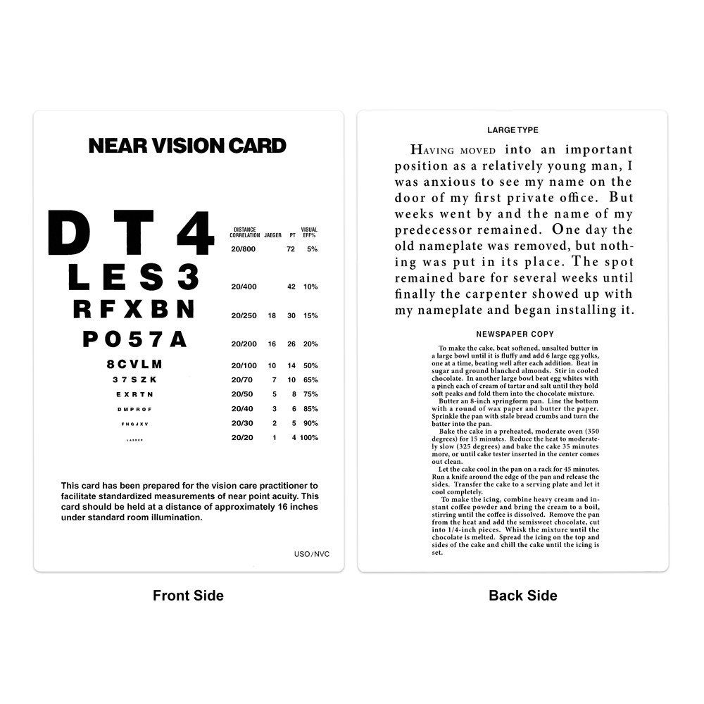 Near Vision Card Near Bernell Corporation Worksheets Library