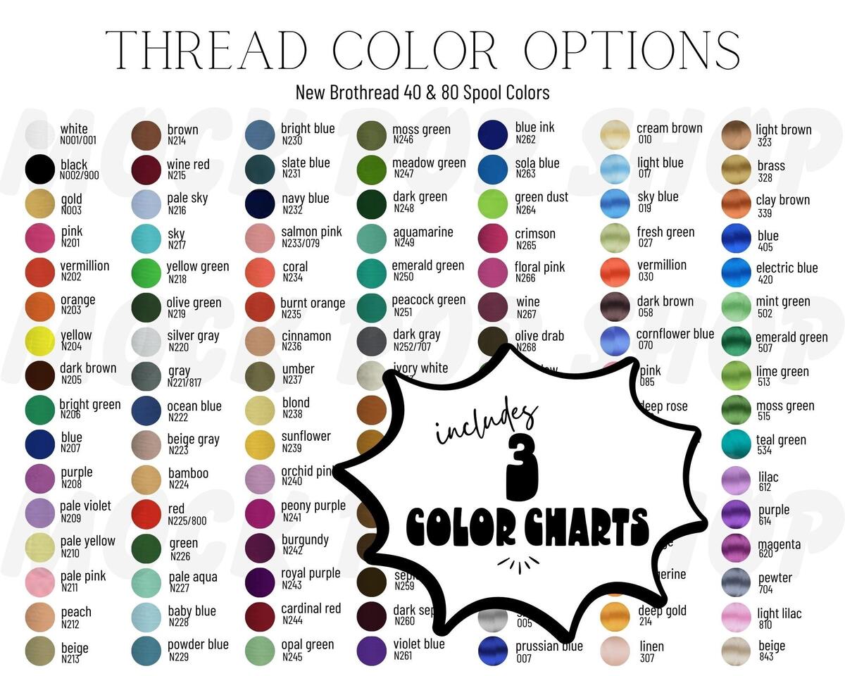 New Brothread 40 80 Thread Colors Editable Embroidery Thread Color Chart Canva Template Etsy Smbalways Thread Chart CSV For Brother Pe Design 10 260 Colors Etsy UK