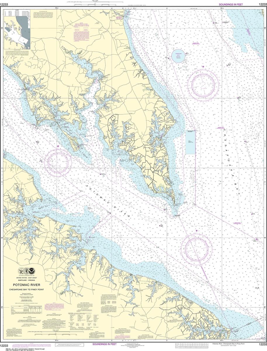 NOAA Nautical Chart 12233 Potomac River Chesapeake Bay To Piney Point NOAA Nautical Chart 12233 Potomac River Chesapeake Bay To Piney Point
