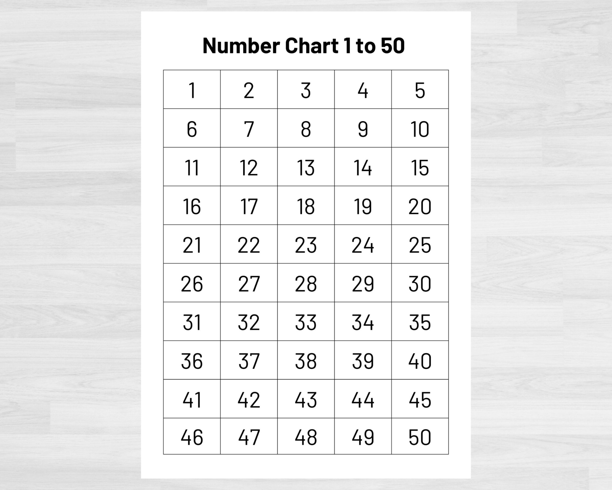 Number Chart 1 50 Teacher Classroom Homeschool Resource Digital Download Etsy Printable Number Chart 1 50 Free PDF Templates