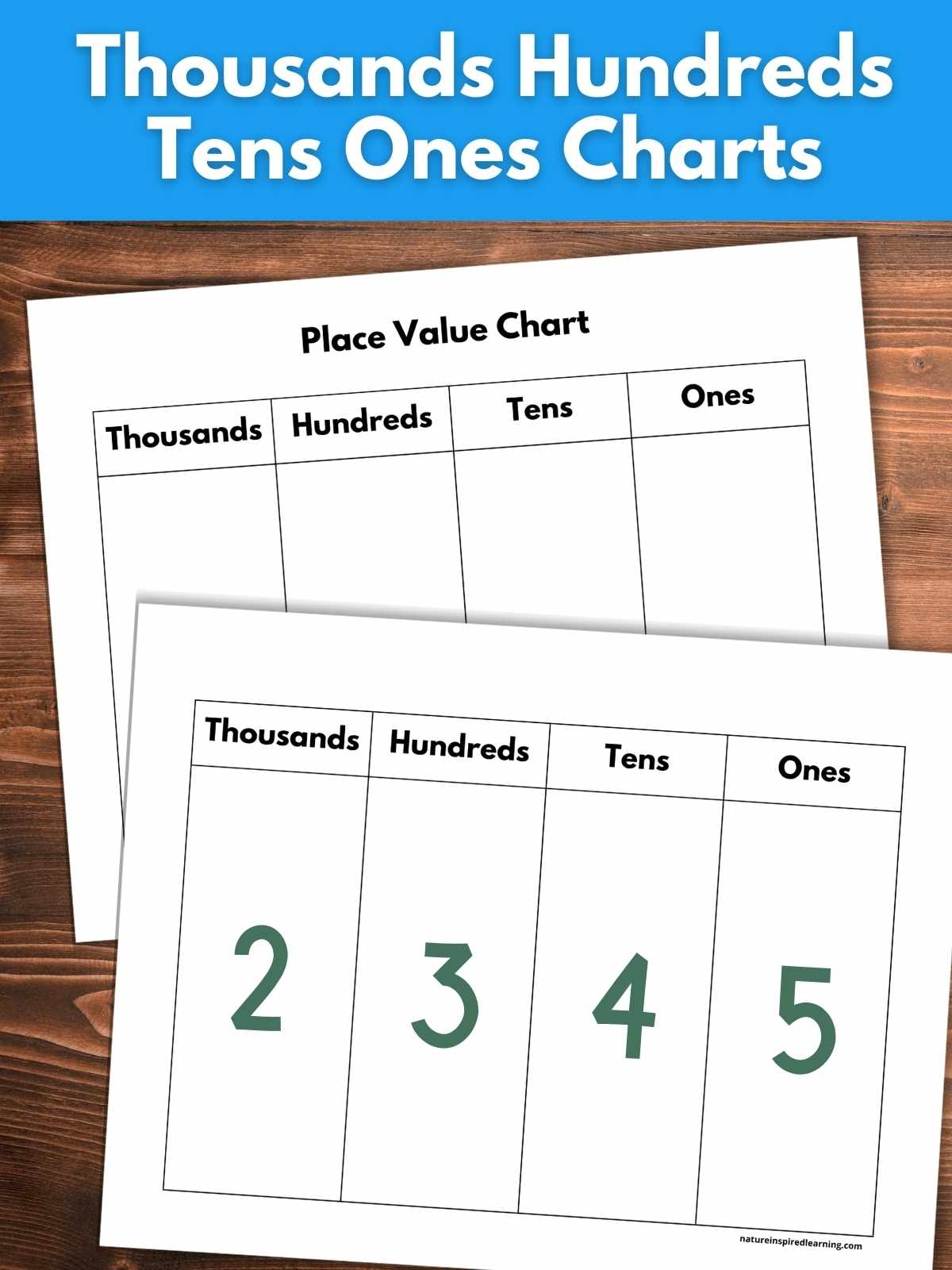 Ones Tens Hundreds Thousands Charts Nature Inspired Learning Ones Tens Hundreds Thousands Charts Nature Inspired Learning