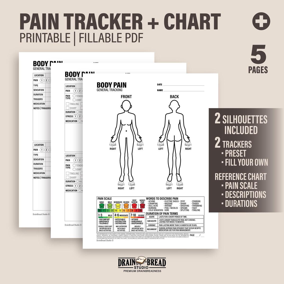 Pain Assessment Card Etsy Pain Assessment Card Etsy