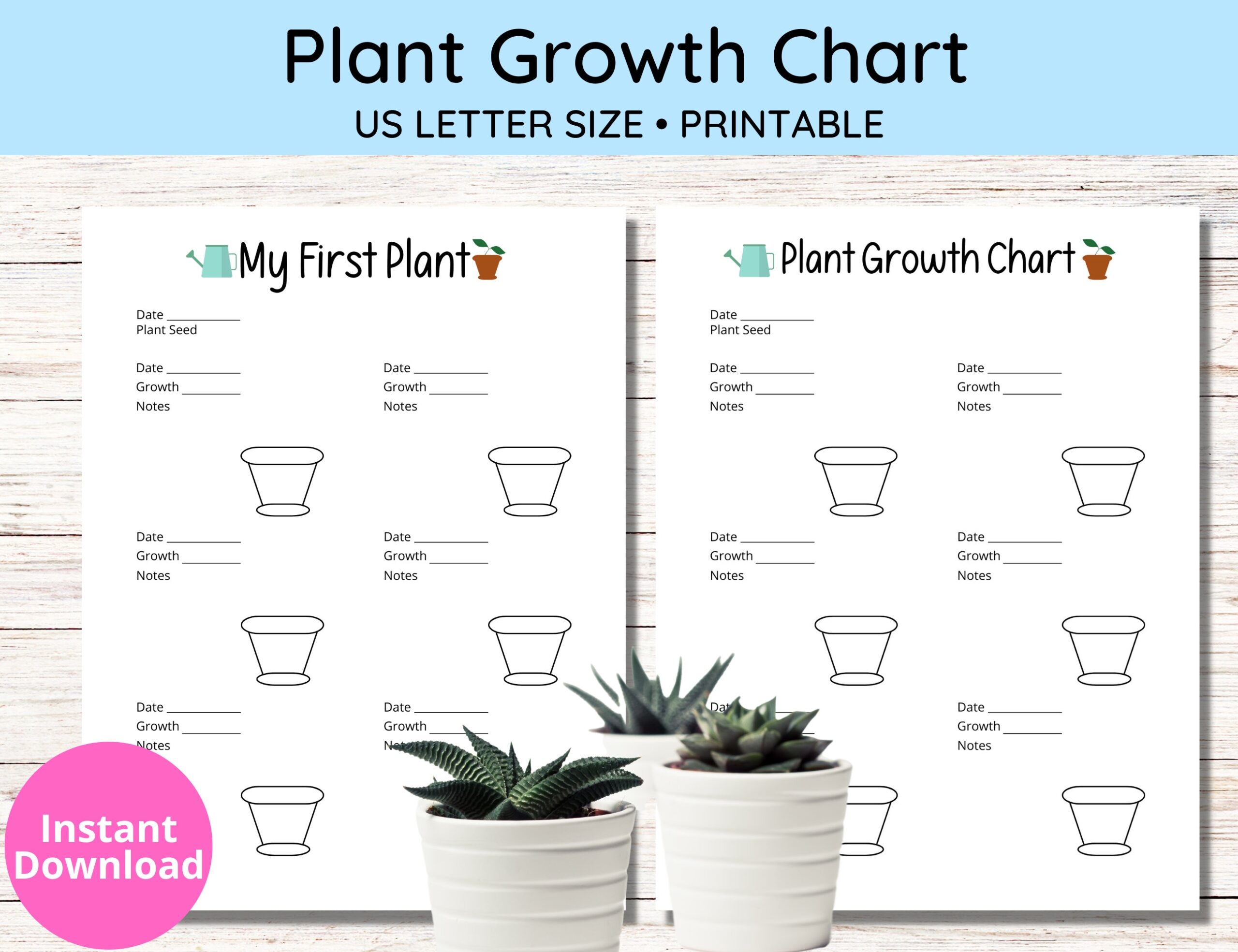 Plant Growth Chart For Kids First Plant Log US Letter PDF Etsy Israel