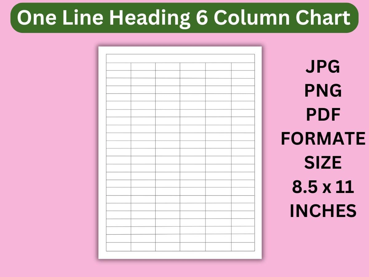 Printable 6 Column Chart Template Blank Table Grid PDF JPG PNG Etsy Printable 6 Column Chart Template Blank Table Grid PDF JPG PNG Etsy