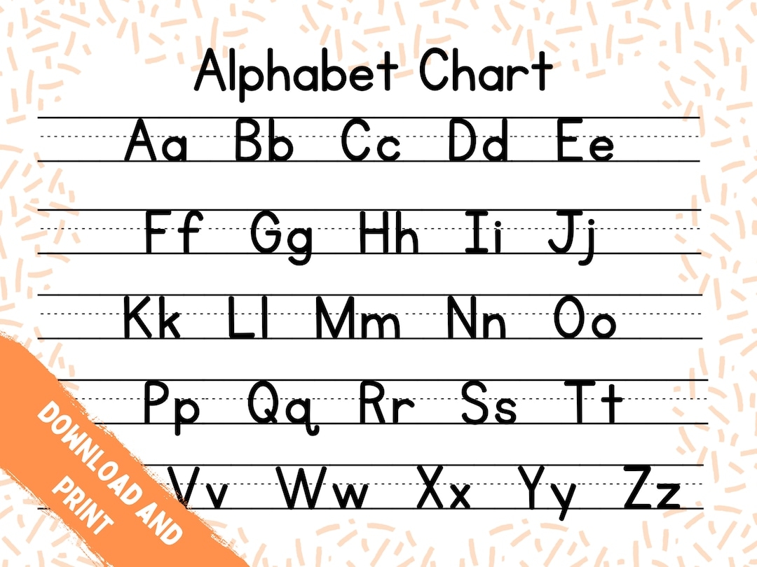 Printable ABC Chart Alphabet Chart Handwriting Chart Homeschool Resource Educational Instant Download PDF Print Etsy