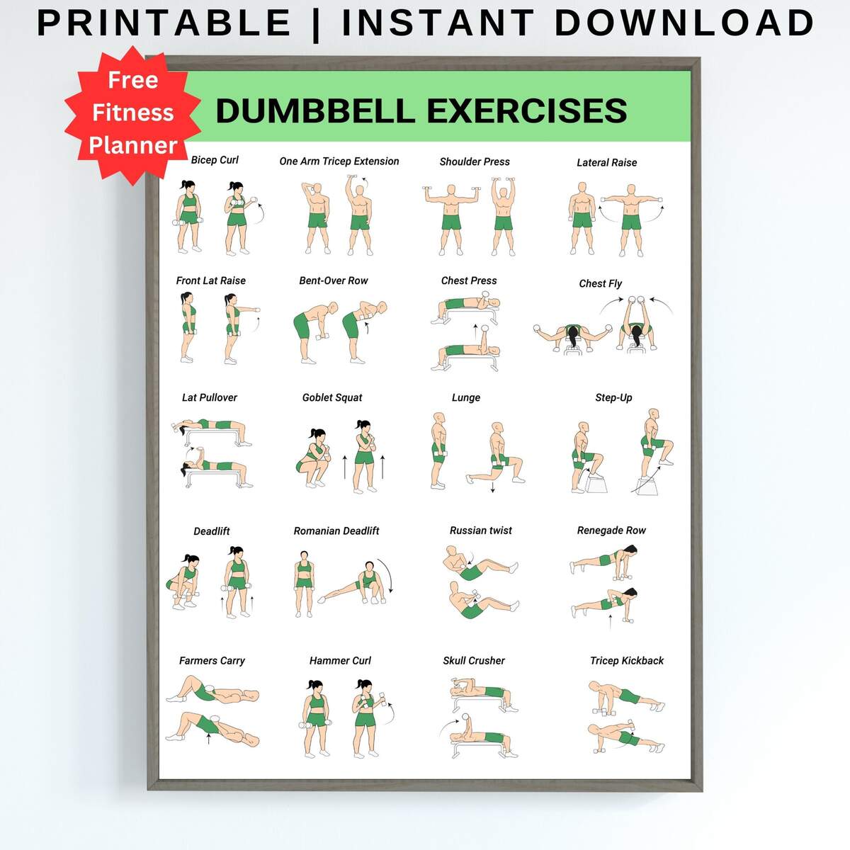 Printable Basic Dumbbell Exercises Dumbbell Workout Chart Printable Pdf Dumbbell Lifting Routine Store Printable Basic Dumbbell Exercises Dumbbell Workout Chart Printable Pdf Dumbbell Lifting Routine Store