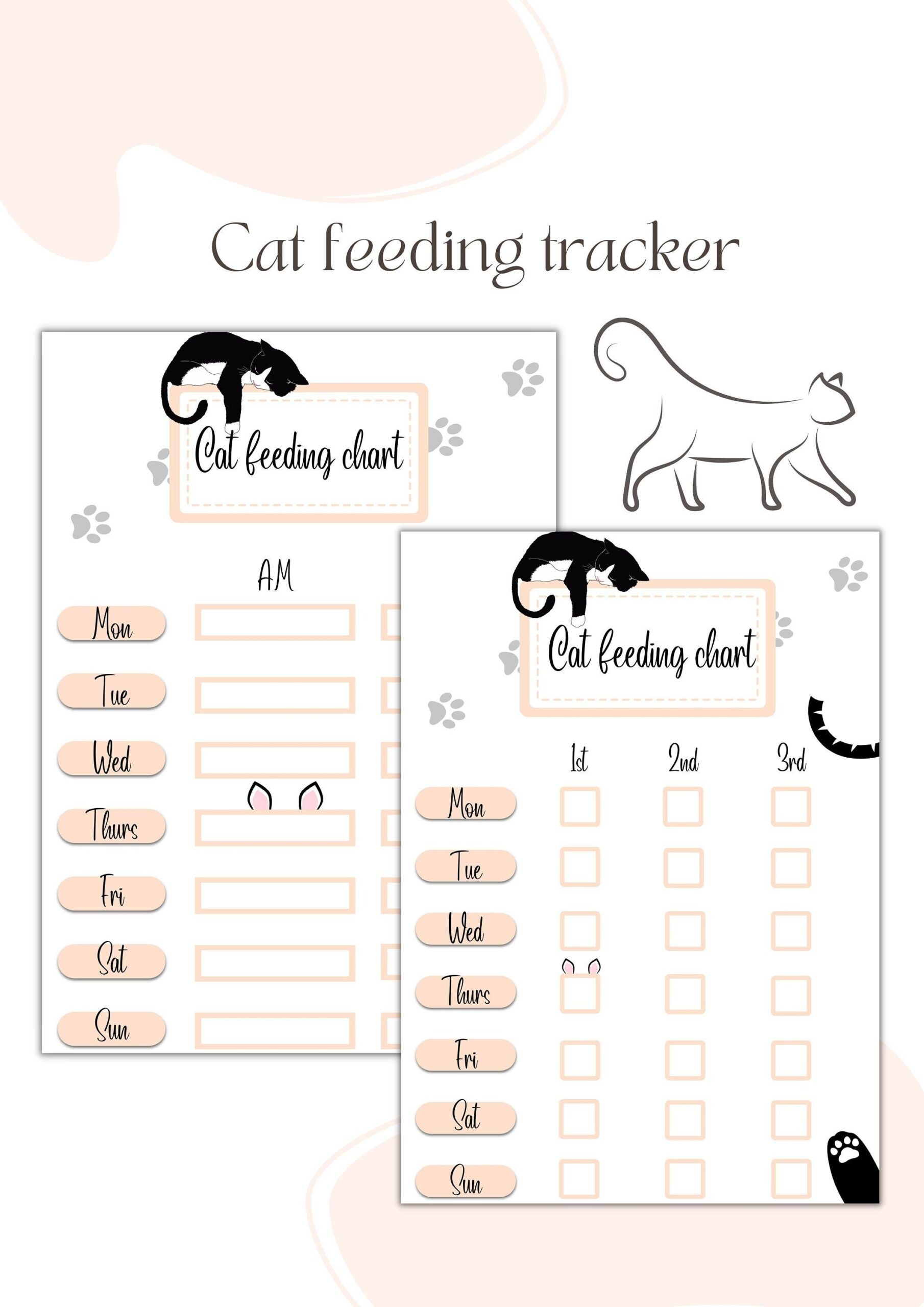 Printable Cat Feeding Chart Etsy Denmark