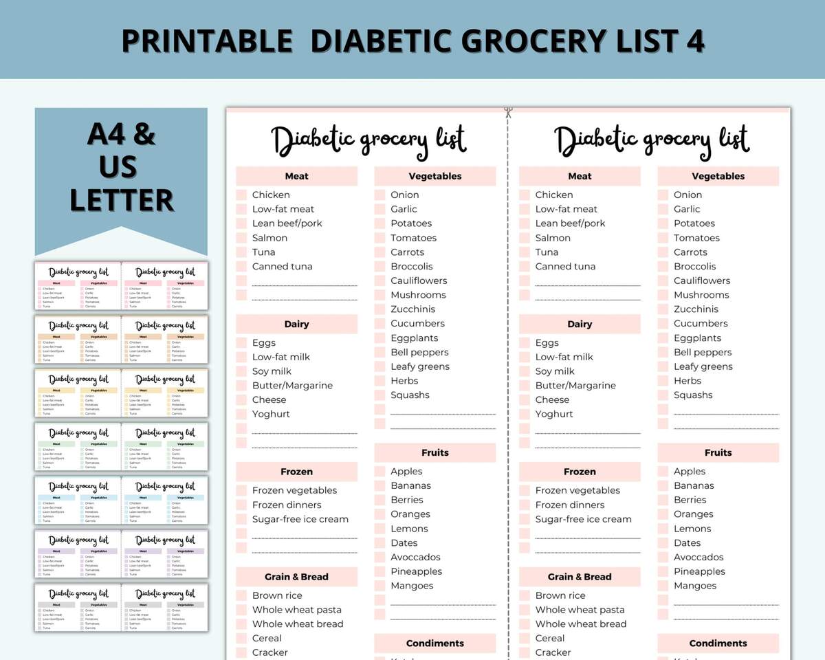 Printable Diabetic Grocery Food List Weekly Planner Diabetes Shopping List Diet Health Planner Fitness Planner PDF Instant Download Etsy Amazon Sinload 12 Pcs Diabetes Food List Diabetes Meal Chart Information Diet Plan Low Carb Foods List For Blood Sugar Control Health Household