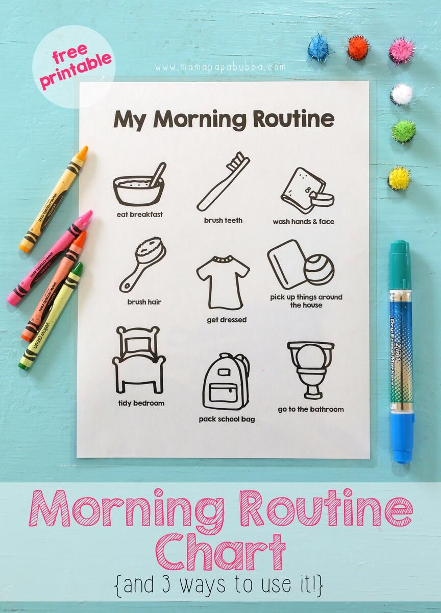 Printable Morning Routine Chart Mama Papa Bubba
