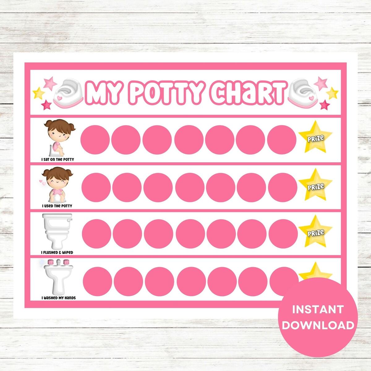 Potty Training Reward Chart Printable Girl Potty Chart Butterflies Rainbows Flowers Etsy