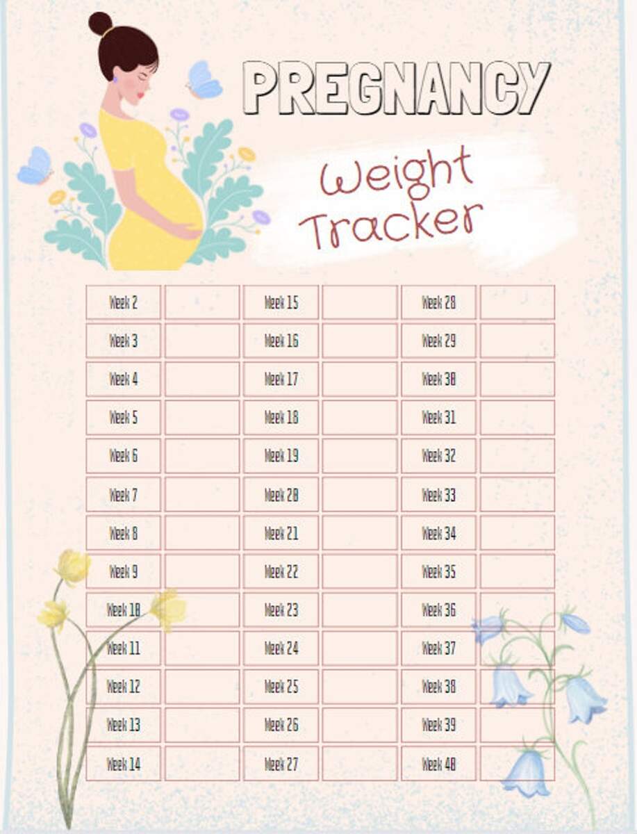 Monthly Pregnancy Weight Gain Chart In PSD Download Template