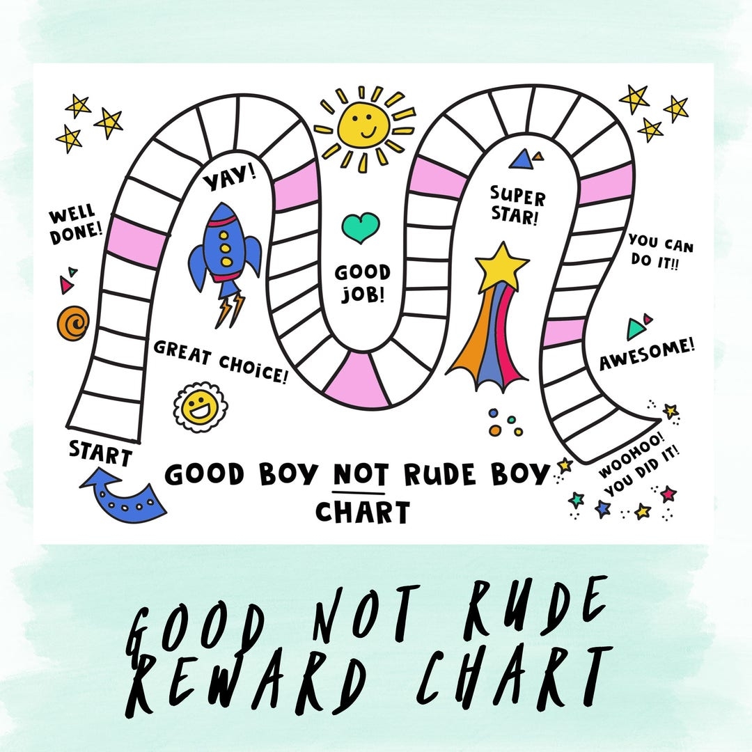 Printable Reward Chart Good Boy Not Rude Boy Pink Etsy