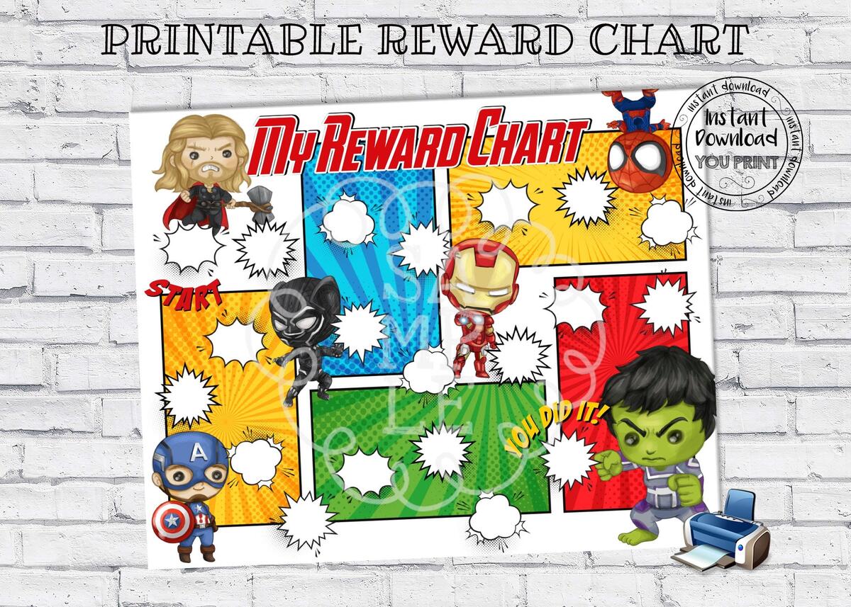 Printable Reward Chart Superhero Reward Chart Superhero Potty Chart Superhero Behavior Chart DIY Hero Rewards Chart Etsy