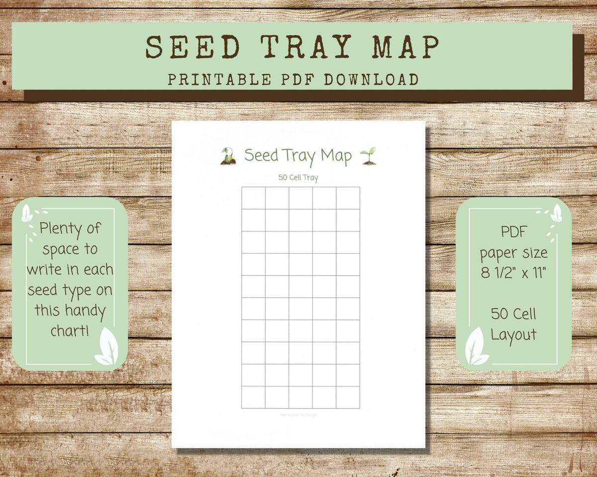 Printable Seed Tray Map 50 Cell Grid Layout Seed Starting Tray Cell Layout Seed Propagation Starter Tray Map Etsy