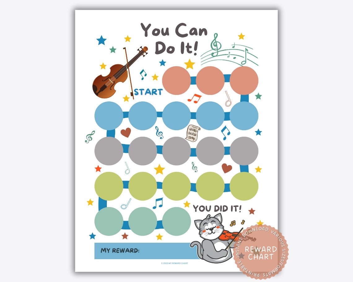 Printable Violin Practice Reward Chart digital Download Etsy