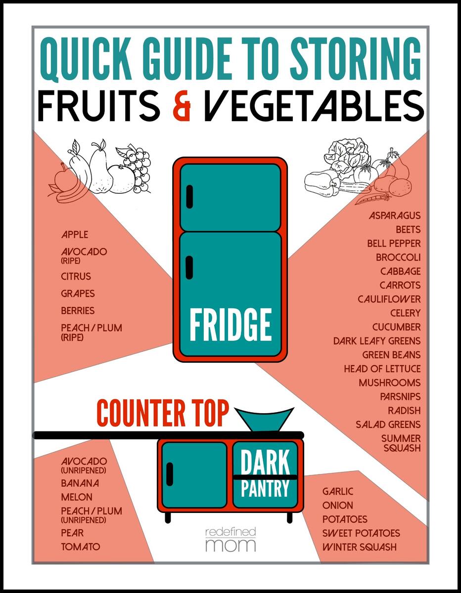 Quick Guide To Storing Fruits And Vegetables Free Printable Quick Guide To Storing Fruits And Vegetables Free Printable