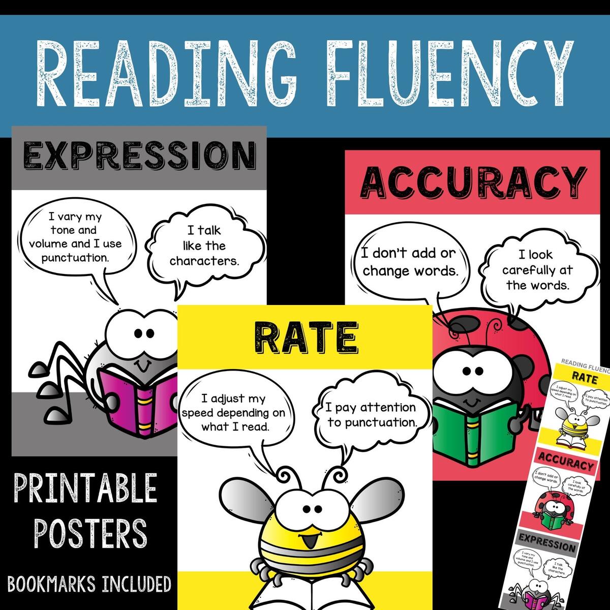 Reading Fluency Posters And Bookmarks Accuracy Rate Expression DORF Etsy