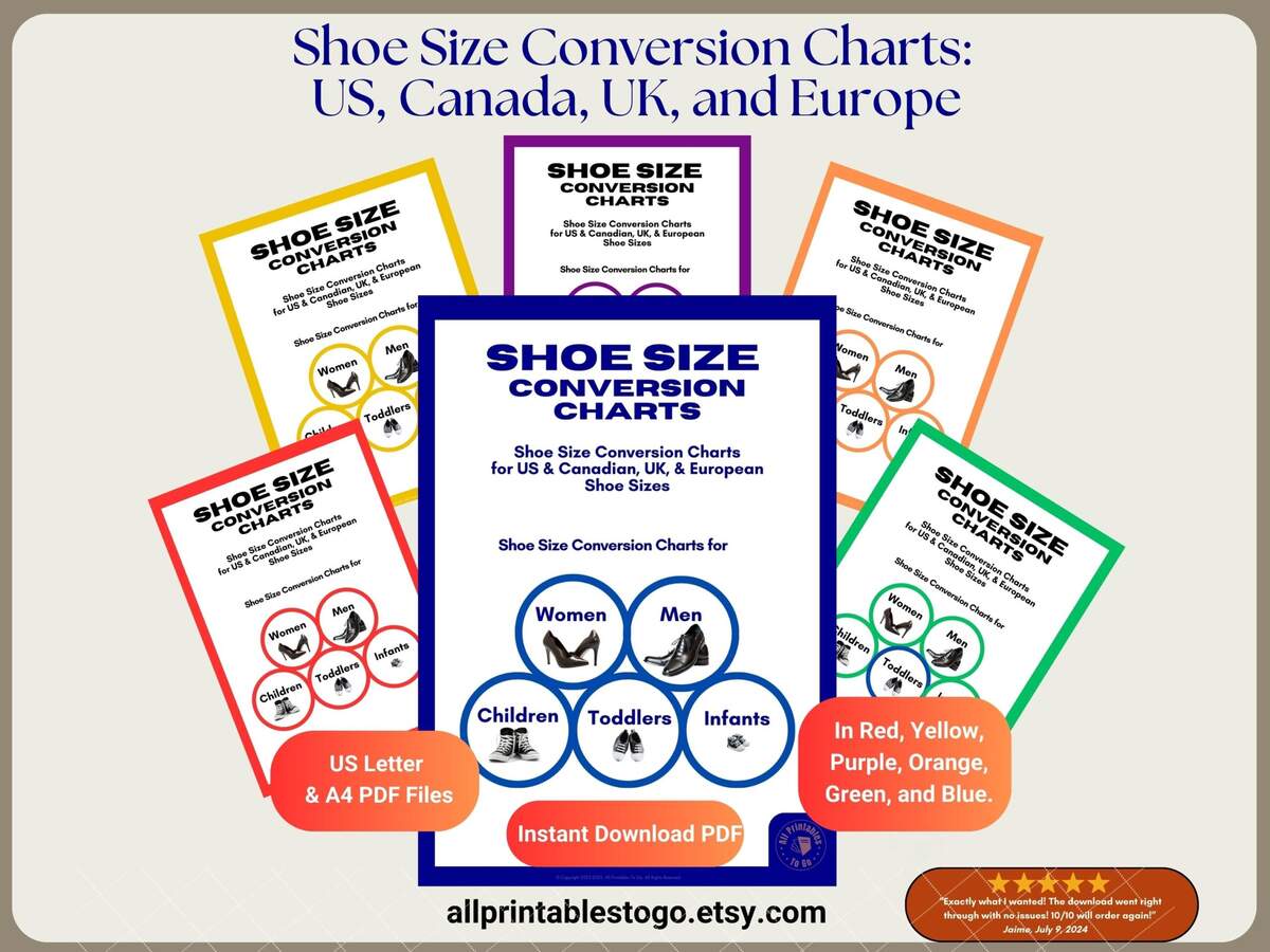 Shoe Size Conversion Chart US UK EU Canada Pdf Etsy Shoe Size Conversion Chart US UK EU Canada Pdf Etsy