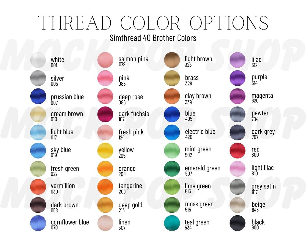 Simthread 40 Thread Brother Color Options Editable Color Chart Canva Template Etsy