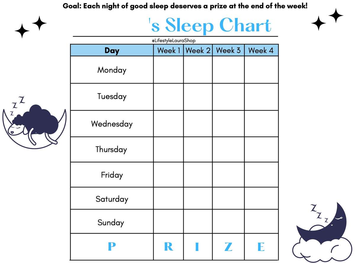 Sleep Chart For Kids Printable Worksheet Cute Sleep Tracker Kid Friendly Organized Template Instant Download Etsy