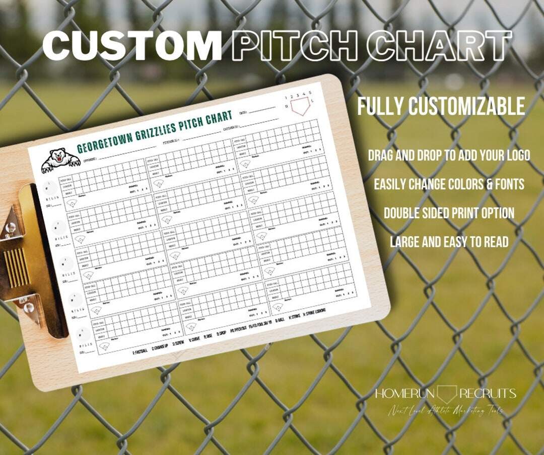 Softball Baseball Pitch Chart Customizable Training Template Digital Etsy
