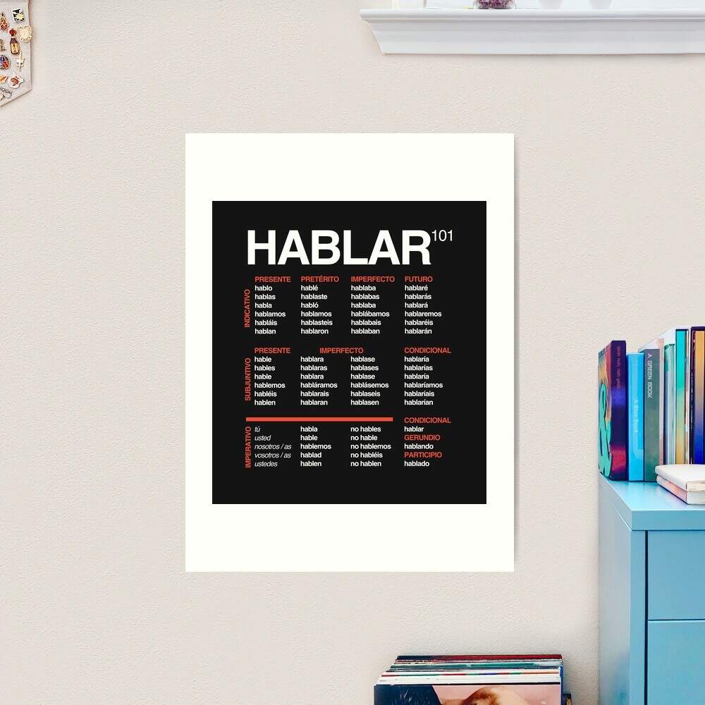 Spanish Language 101 Verb Conjugation Hablar Art Print For Sale By Isstgeschichte Redbubble Spanish Language 101 Verb Conjugation Hablar Art Print For Sale By Isstgeschichte Redbubble