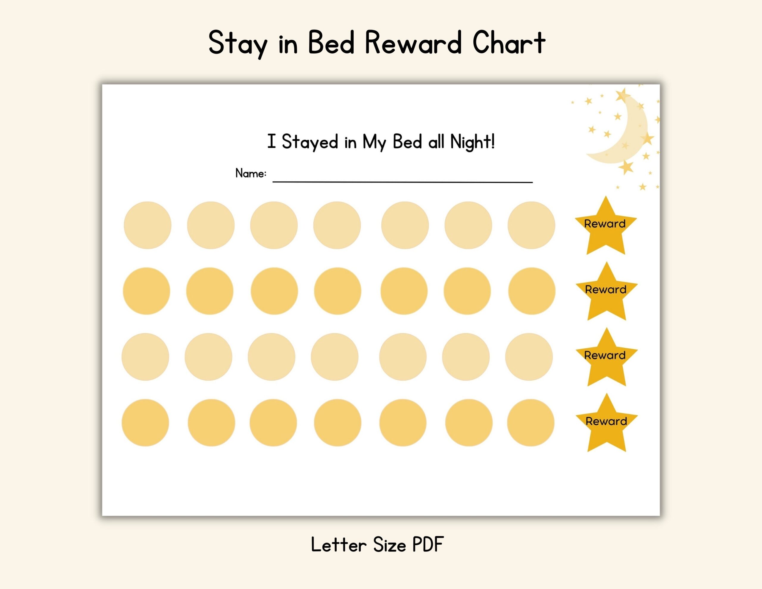 Stay In Bed Reward Chart Nighttime Sticker Kids Prize Chart Kids Printable Etsy