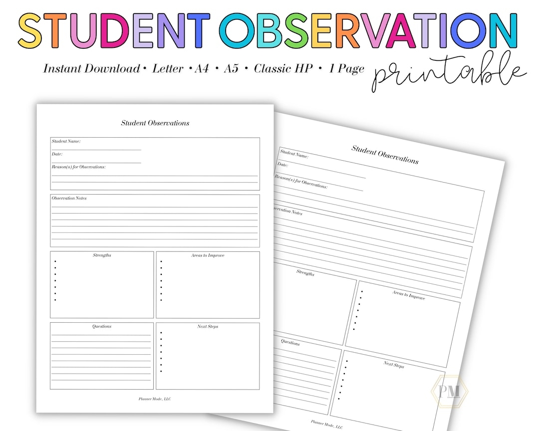 Student Observation Form Classroom Notes Digital Download Etsy Student Observation Form Classroom Notes Digital Download Etsy