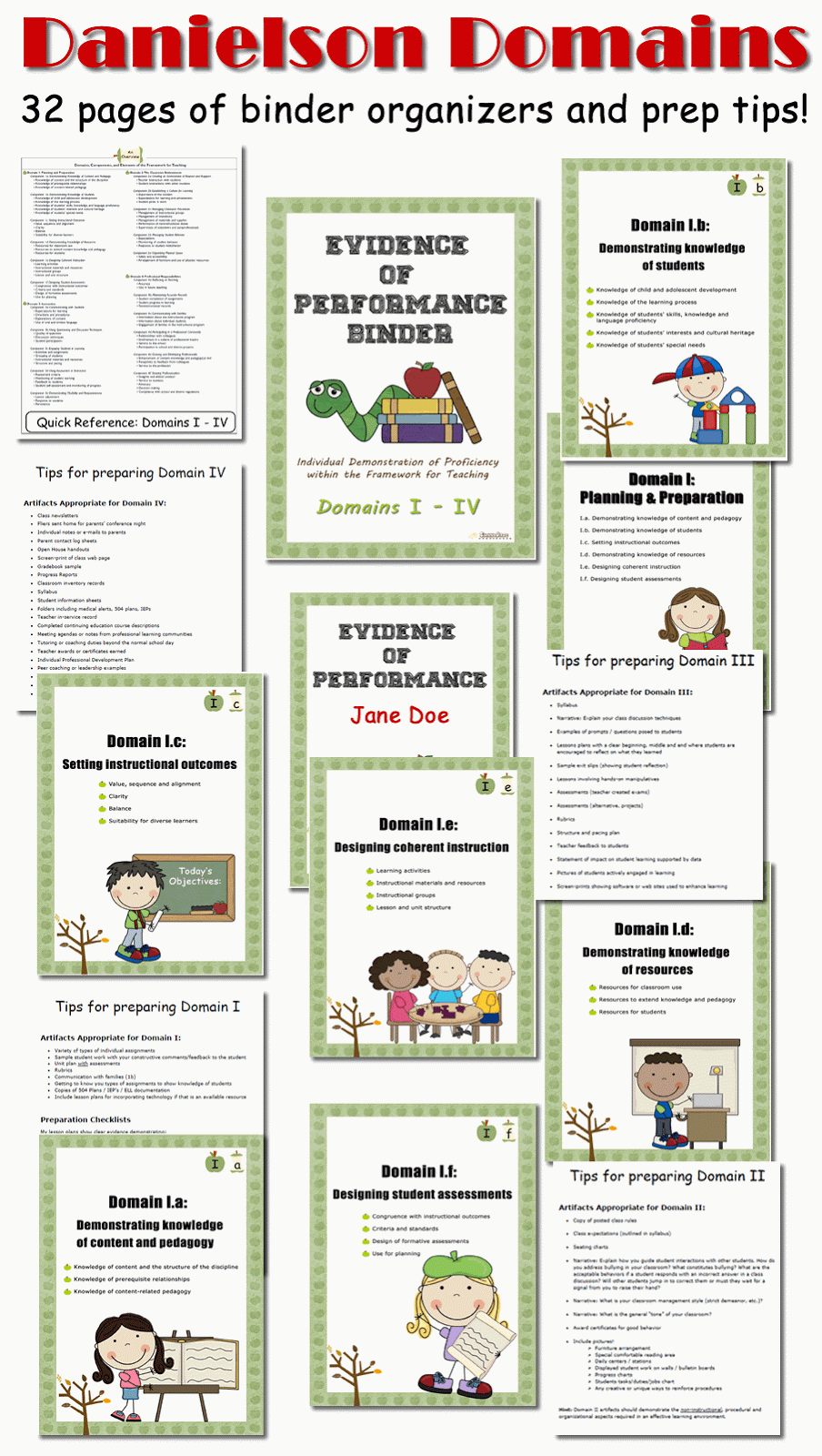 TeachingintheSunshine Danielson Evidence Of Performance Binder Dividers Teacher Evaluation Model Comparison Danielson CEL 5D Marzano