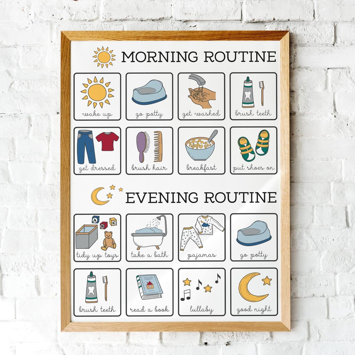 Toddler Routine Chart Poster Morning And Evening Toddler Printable Daily Rhythm Instant Download PDF Etsy Israel