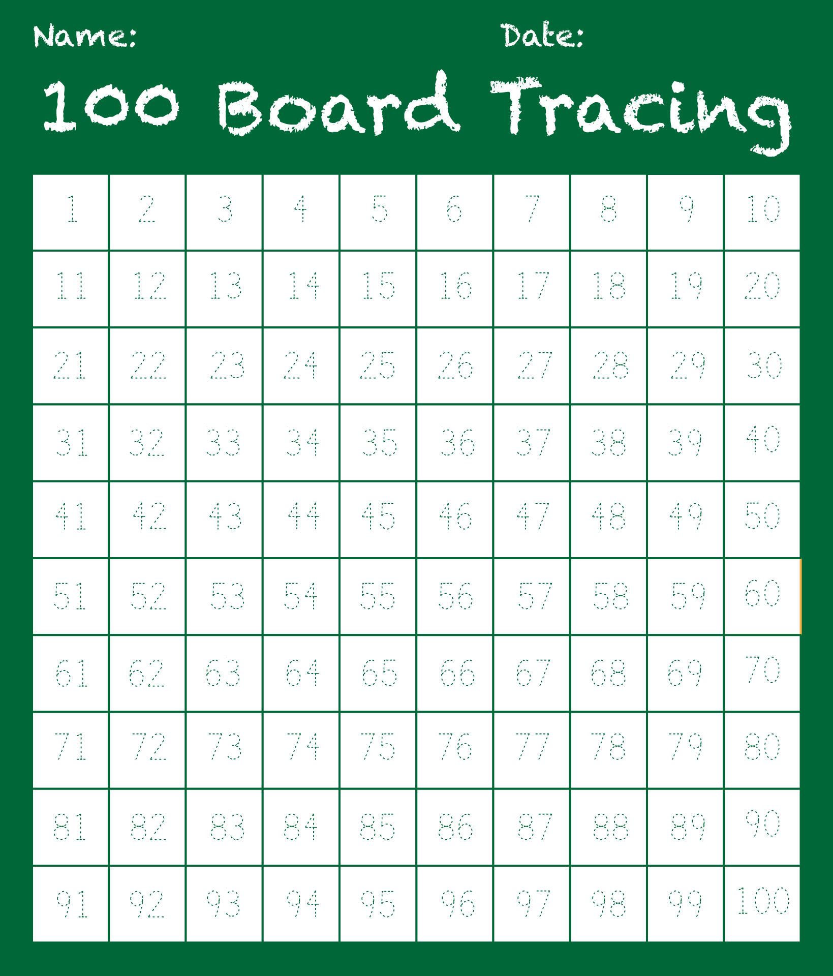 Traceable 100 Chart 11 Free PDF Printables Printablee