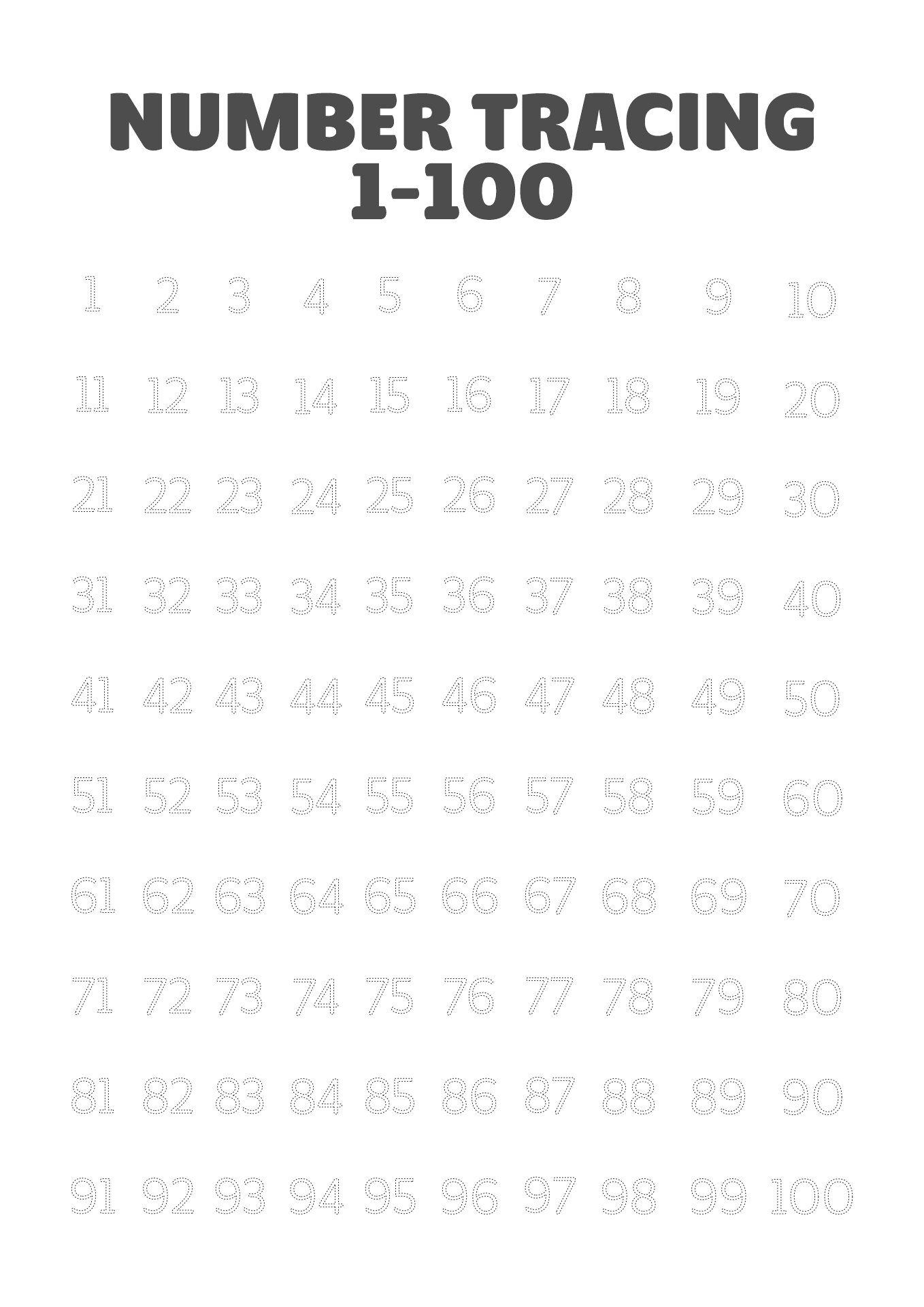 Traceable 100 Chart 11 Free PDF Printables Printablee