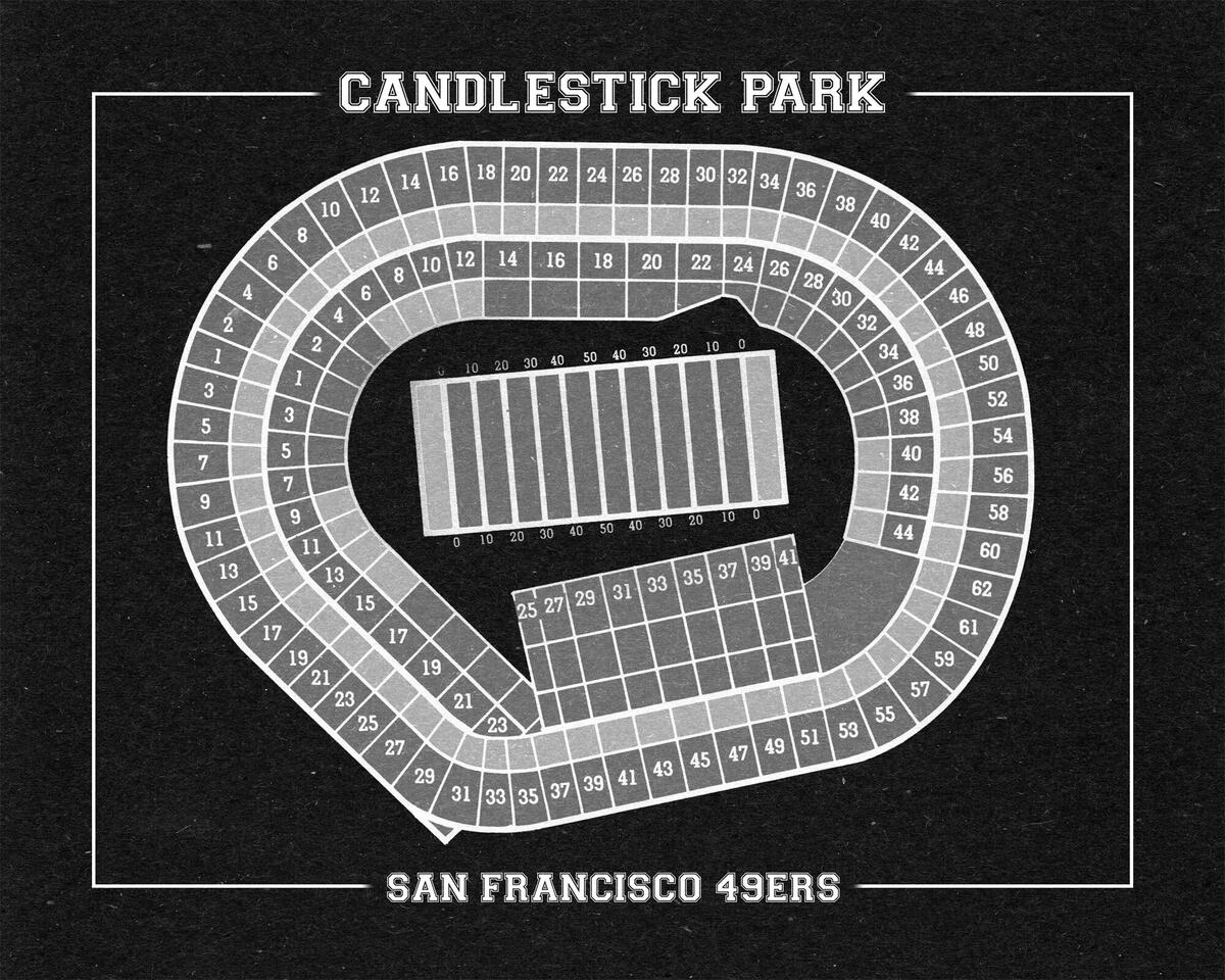 Vintage Candlestick Park Seating Chart Print San Francisco 49ers Etsy
