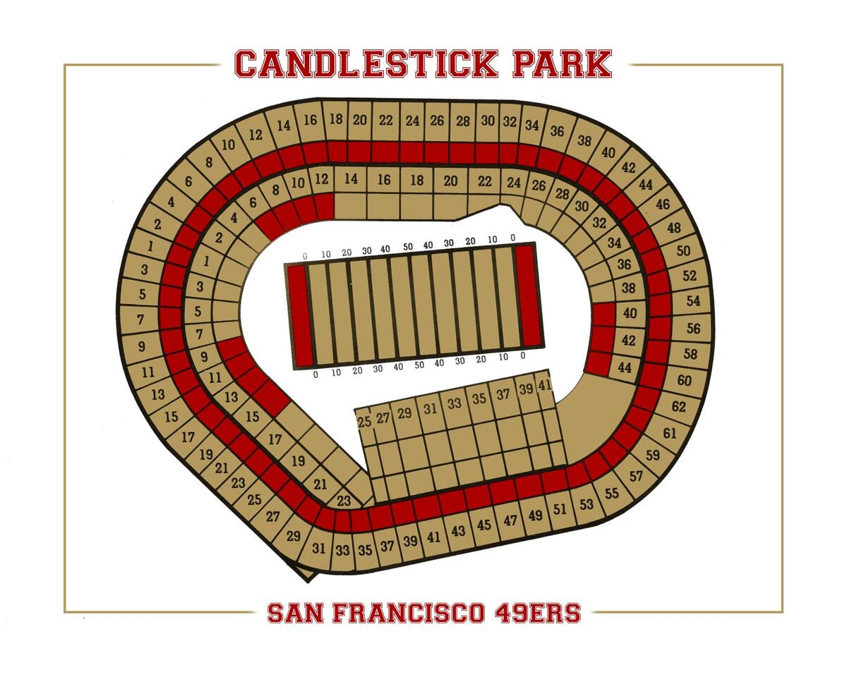 Vintage Candlestick Park Seating Chart Print San Francisco 49ers Etsy
