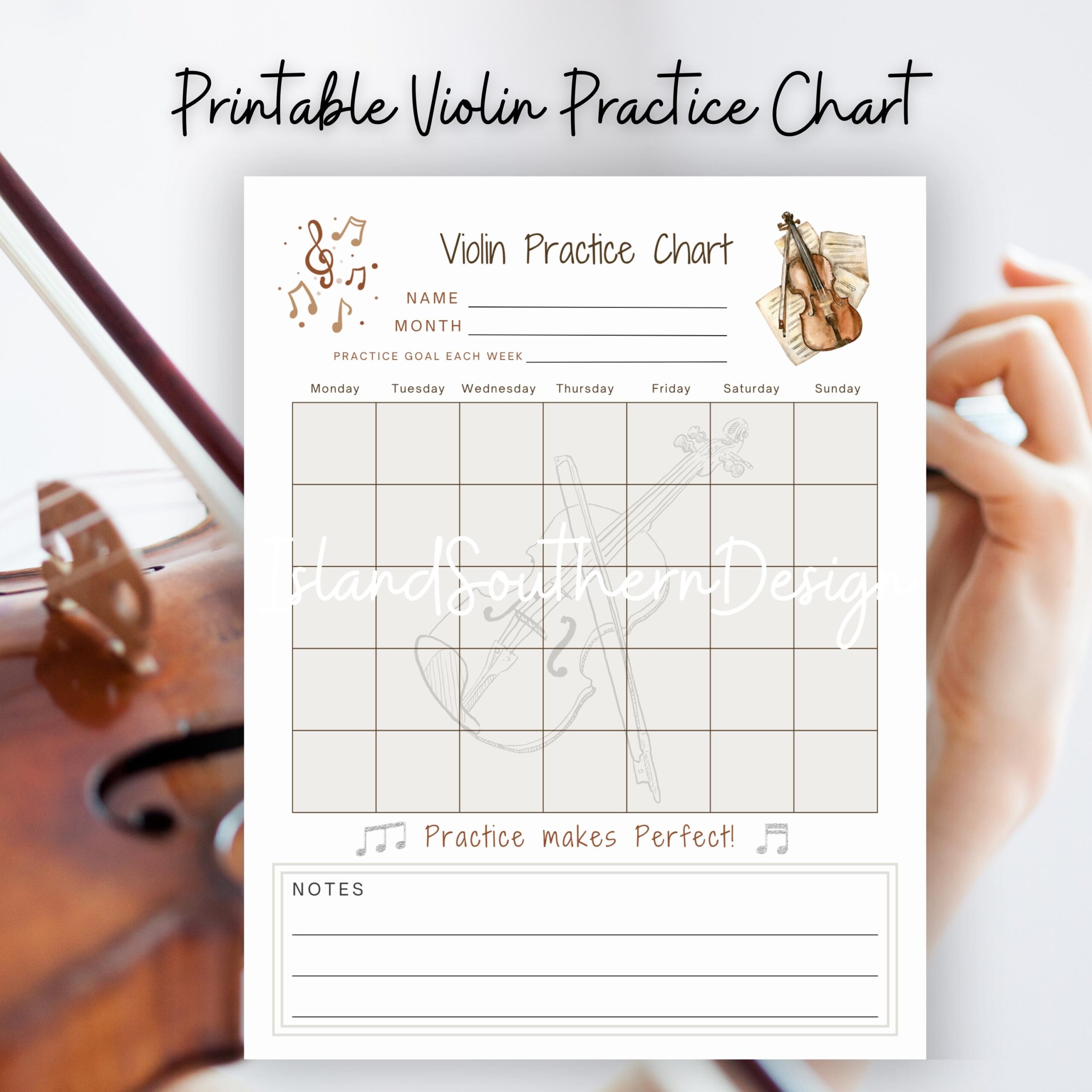 Violin Weekly Practice Chart Music Teacher Resource Lesson Planner Band Practice Log Music PDF Printable Violin Player Printable Etsy