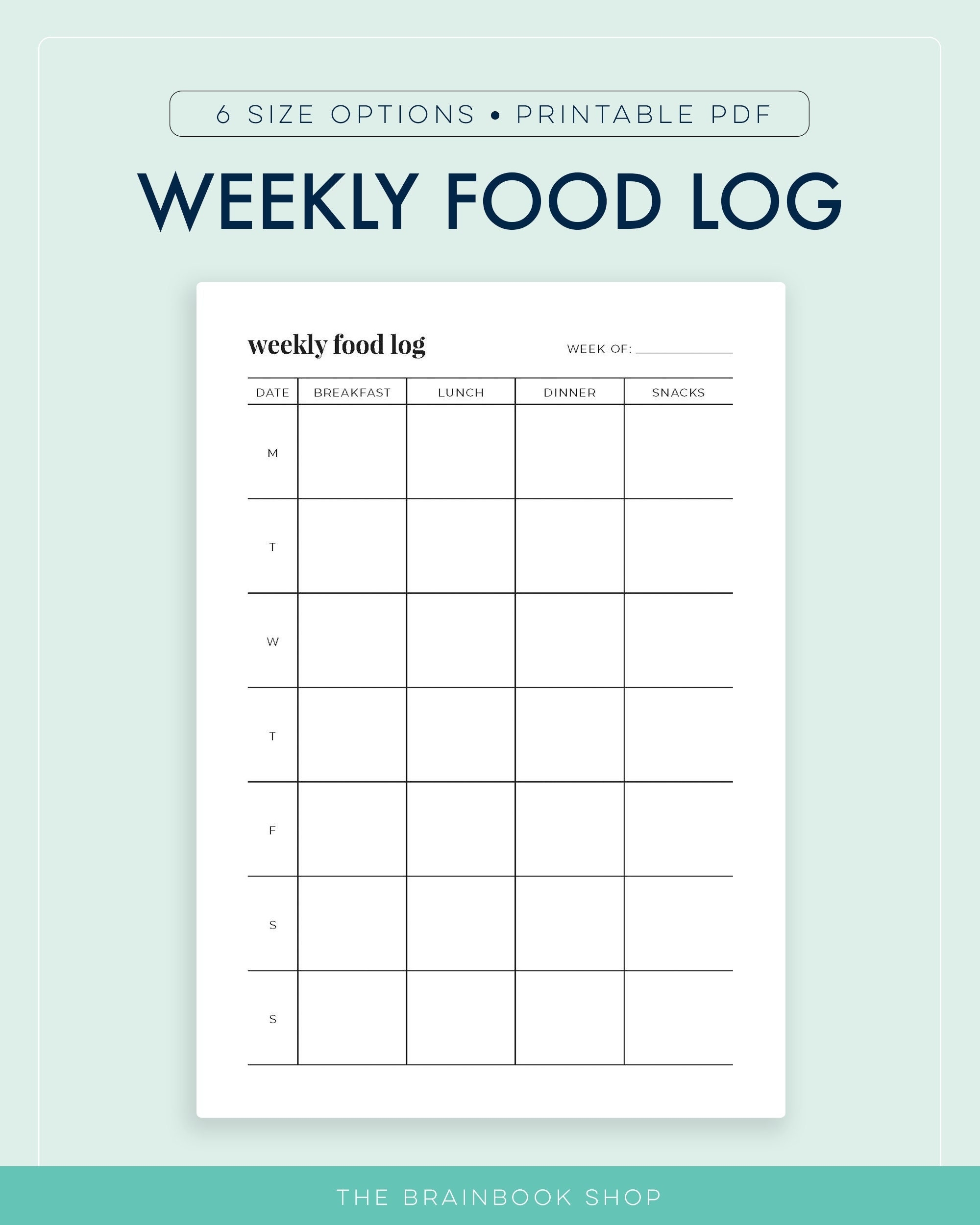 Weekly Food Log Printable A5 Etsy Weekly Food Log Printable A5 Etsy
