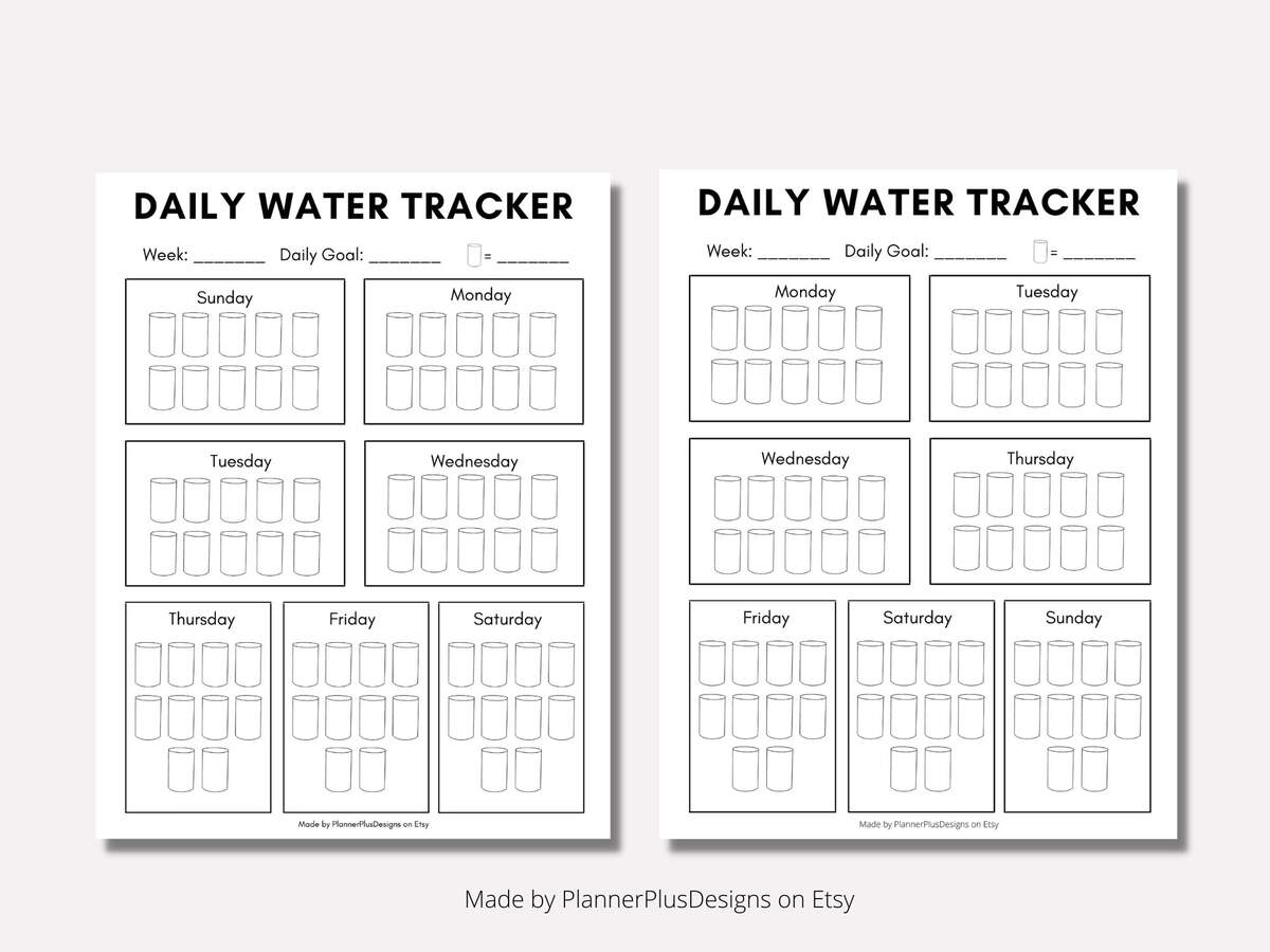 Weekly Water Intake Tracker Water Log Daily Water Tracker Printable Minimal Water Journal Instant Download PDF A4 A5 LETTER Etsy