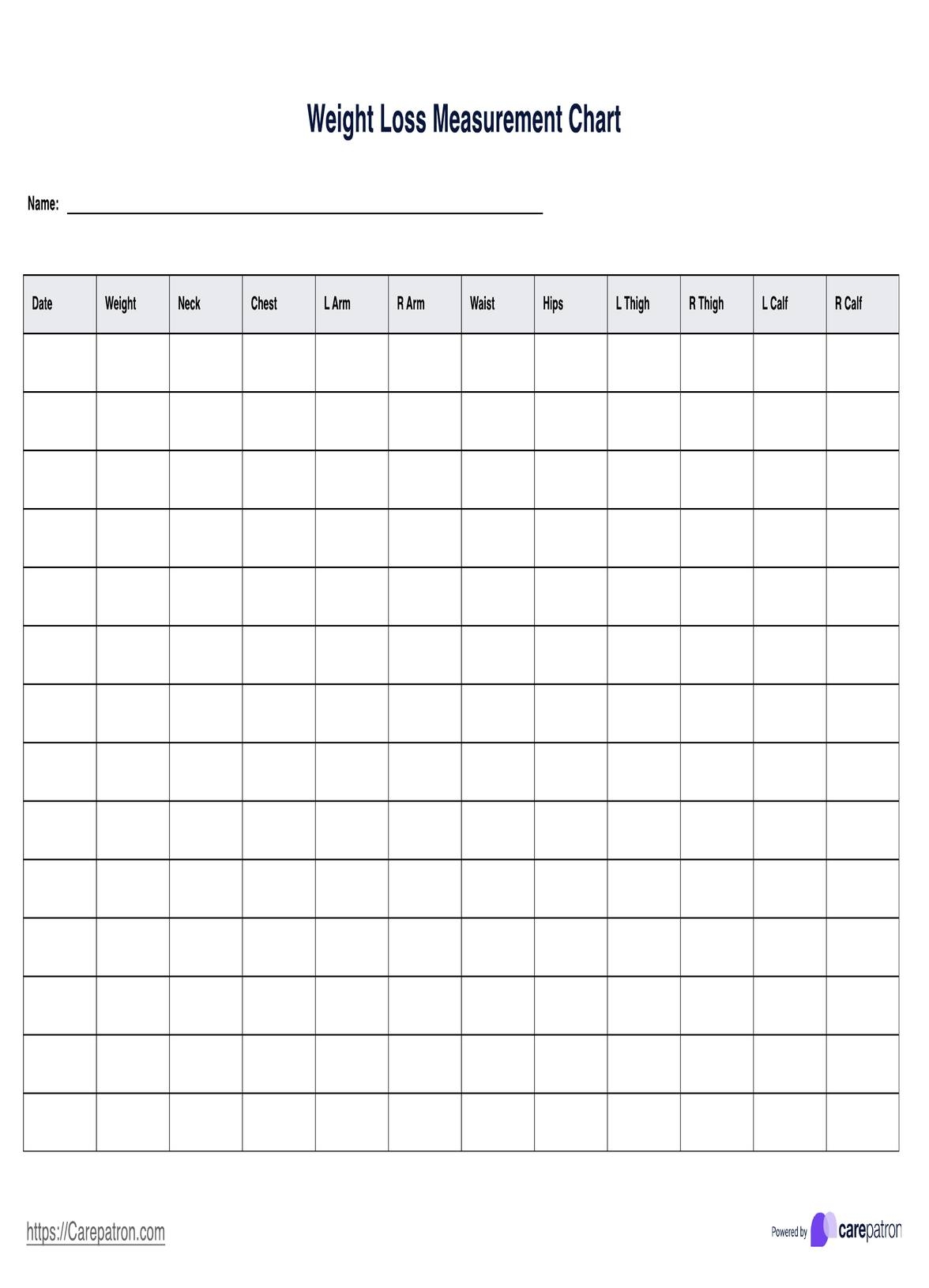 Weight Loss Measurement Chart